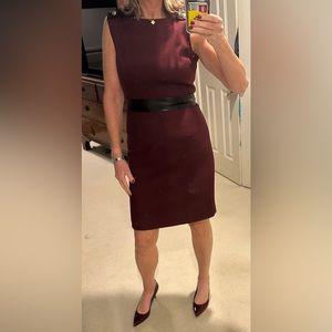 Tory Burch shift dress w black leather trim